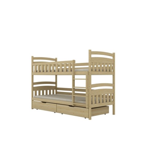 drewniane łóżko piętrowe MILO z pojemnymi szufladami