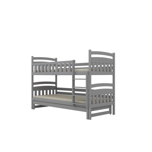łóżko piętrowe z dodatkowym spaniem milo w kolorze szarym