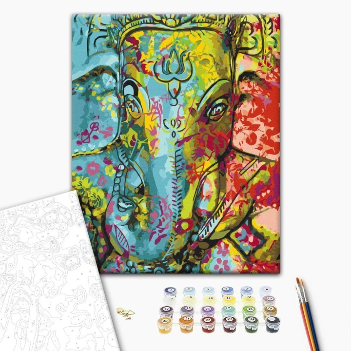Obraz do samodzielnego malowania - Kolorowy Ganesha