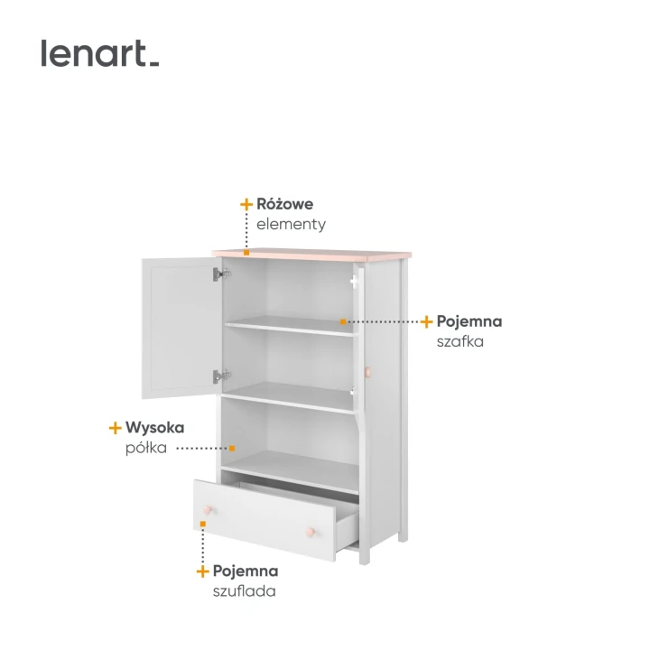 komoda z szufladą i półkami Luna - najważniejsze cechy produktu