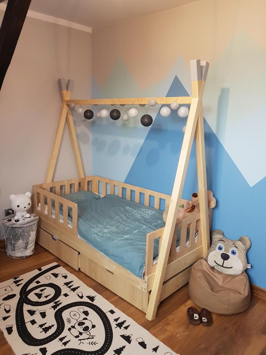 łóżko tipi z szufladami