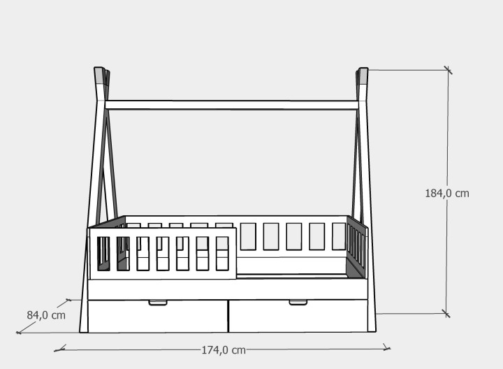 łóżko tipi z szufladami - 80x160