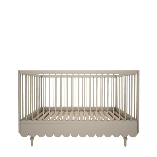 oliwkowe łóżeczko dla dziecka Babushka z wyjmowanymi szczebelkami