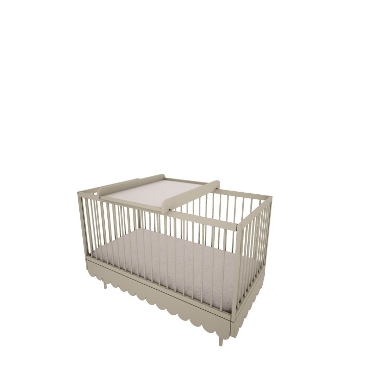 Przewijak na łóżeczko tapczanik Babushka w kolorze oliwkowym z wygodnym mocowaniem – styl retro i funkcjonalność.